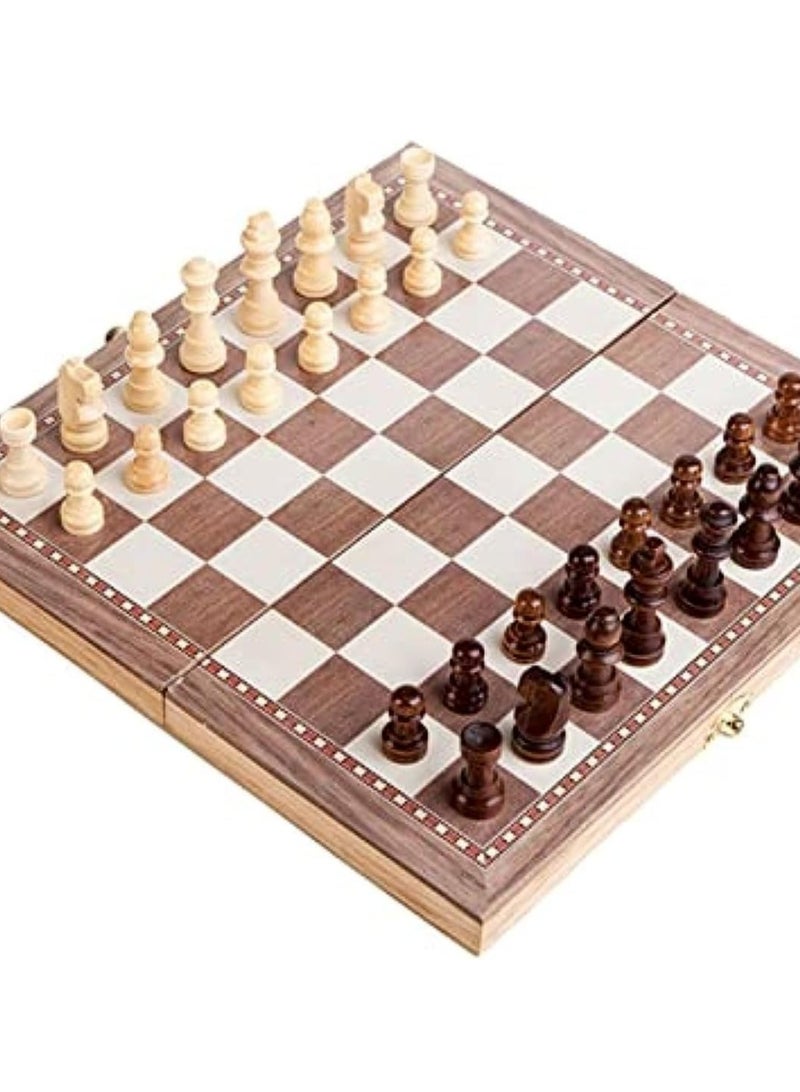 Wooden Chess Board For Adults Wooden Set, Wooden Board With Wooden Pieces, Foldable, For Home And Travel For Kids And Adults - Image 1