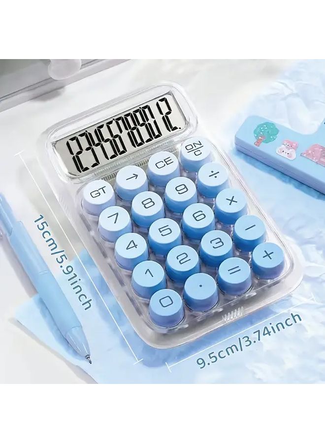 آلة حاسبة شفافة خضراء بشاشة كبيرة مكونة من 12 رقماً للاستخدام المكتبي والمنزلي - Image 3