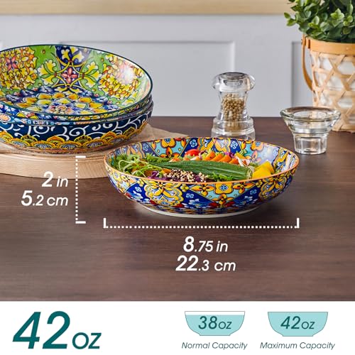 vancasso Pasta Bowls, 42 oz Ceramic Salad Bowls of 4,Large Corlorful Serving Bowls for Kitchen, Dishwasher & Microwave Safe Soup Bowls, Pasta Plates - Image 2