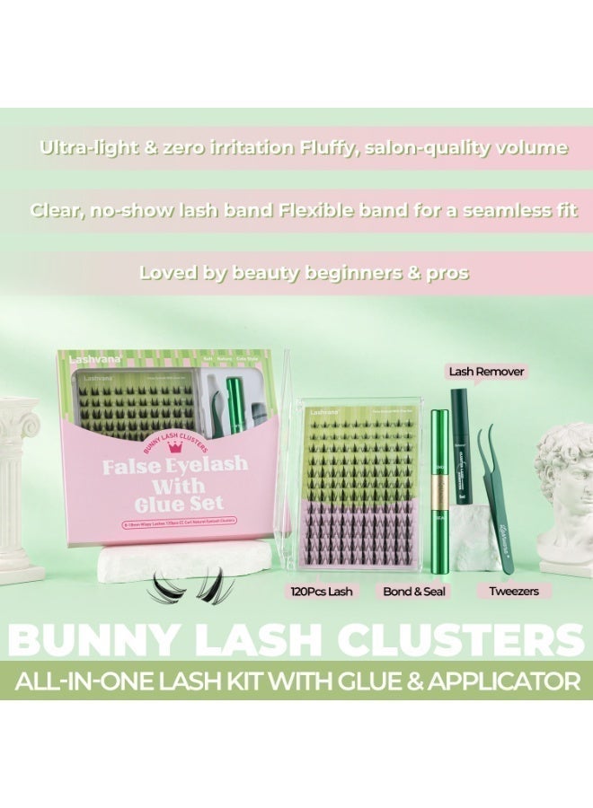 lashvana 120pcs False Eyelashes With Glue Kit,Individual Spiky Fairy-Style Lash Clusters With Lash Bond,Eyelash Brush And Tweezers, Eyelash Extension Kit, Perfect For Beginners And Professionals, Easy To Apply At Home.(01) - Image 3
