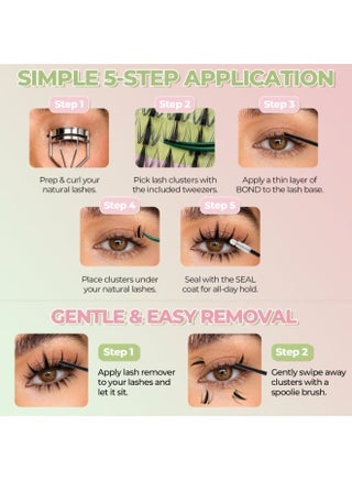 120pcs lash Clusters wispy false eyelash clusters Kit,Individual eyelash extension kit	With Lash Bond,Eyelash Brush And Tweezers,Natural Look Cluster Lashes With Invisible Thin Band C Curl 8-16mm Mixed Length Self-Application. - view 4