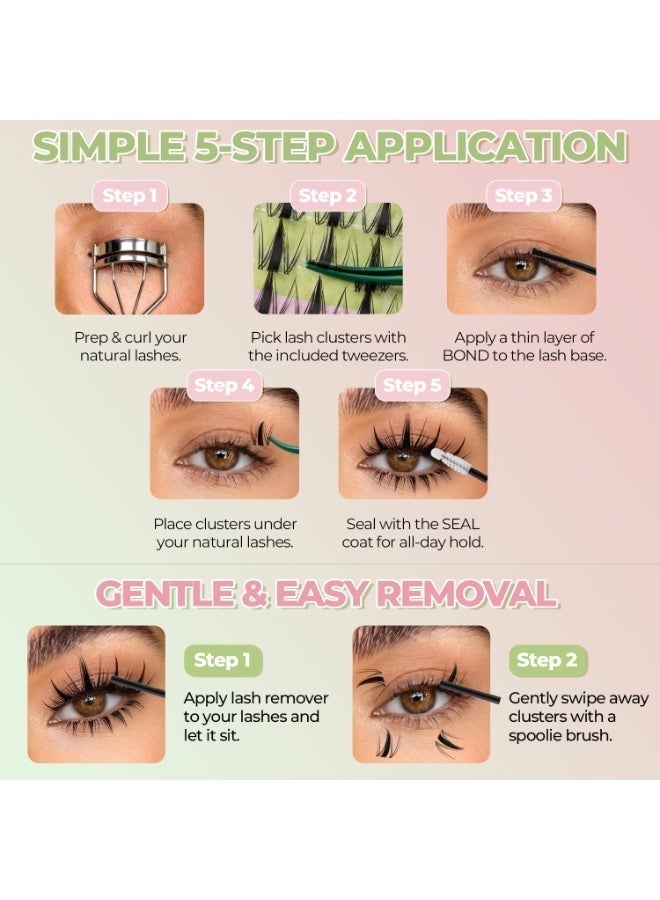 lashvana 120pcs False Eyelashes With Glue Kit,Individual Spiky Fairy-Style Lash Clusters With Lash Bond,Eyelash Brush And Tweezers, Eyelash Extension Kit, Perfect For Beginners And Professionals, Easy To Apply At Home.(01) - Image 4
