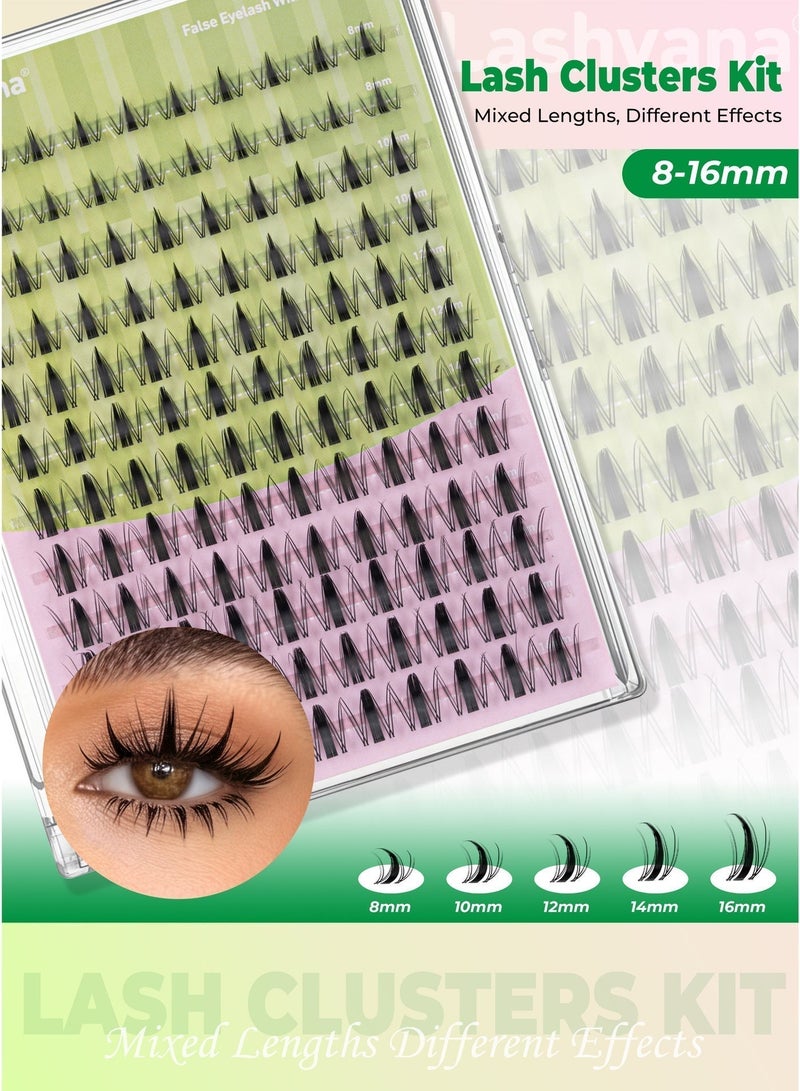 lashvana 120pcs False Eyelashes With Glue Kit,Individual Spiky Fairy-Style Lash Clusters With Lash Bond,Eyelash Brush And Tweezers, Eyelash Extension Kit, Perfect For Beginners And Professionals, Easy To Apply At Home.(01) - Image 2