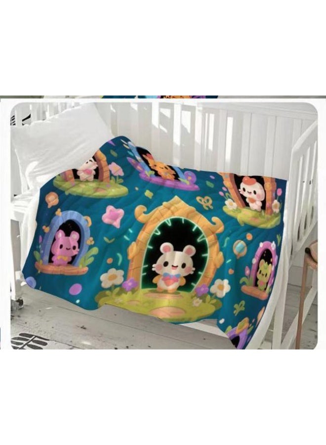 عام بطانية رقيقة من الفانيلا الكرتونية للأطفال والرضع (دافئة ومريحة، ومناسبة للنوم والألعاب) 70 سم * 100 سم - Image 2