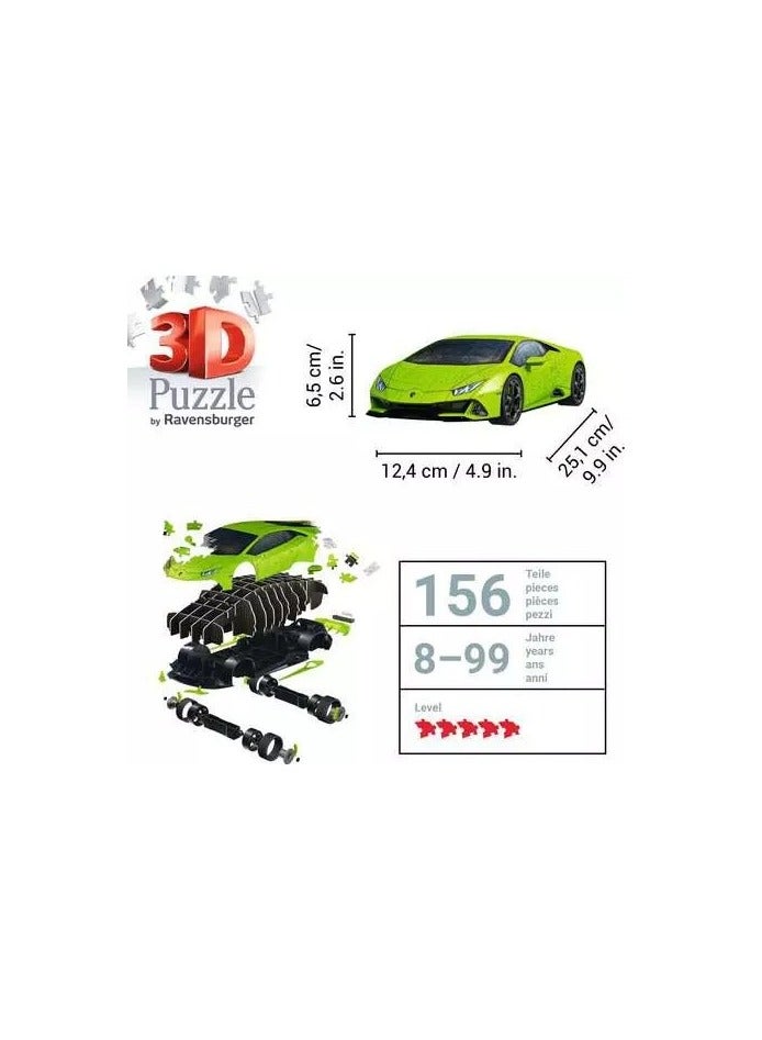 Ravensburger Lamborghiniâ€‘HuracÃ¡nâ€‘EVOâ€‘Verde Premium 3D Puzzle 108 Piece 1:18 Scale Model with Rotating Wheels | No Glue Needed Easy Click Assembly Display Base Included| 11559â€‘4 - Image 4