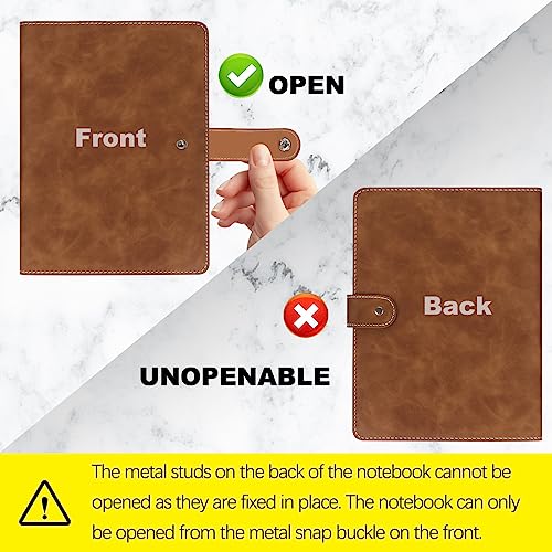 FYY A5 Binder Refillable Planner Notebook 6 Ring PU Leather Binder Journal with Pockets, Dividers, Refill Paper Brown - Image 5