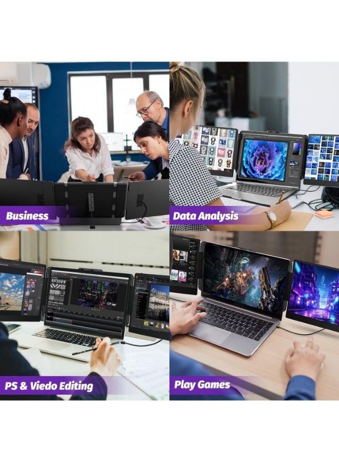 14 Triple Laptop Screen Extender, FHD 1080P Dual Portable Monitors for 13–17 Laptops, Foldable Plug  Play Travel Display for Windows, Mac, PS5, Switch - Image 5