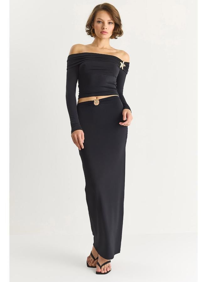 Ginger Off Shoulder Ruched Top & Skirt Coord Set - Image 1