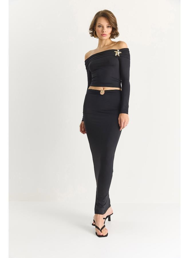 Ginger Off Shoulder Ruched Top & Skirt Coord Set - Image 3