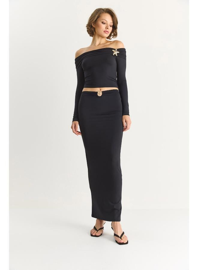 Ginger Off Shoulder Ruched Top & Skirt Coord Set - Image 4