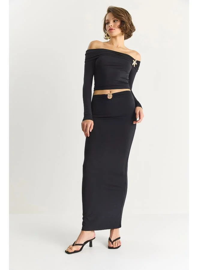 Ginger  Off Shoulder Ruched Top & Skirt Coord Set for Women | Best Price UAE