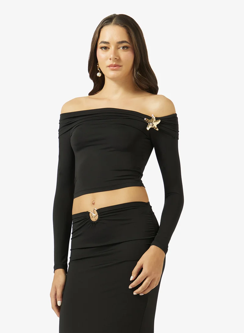 Ginger  Off Shoulder Ruched Top & Skirt Coord Set for Women | Best Price UAE