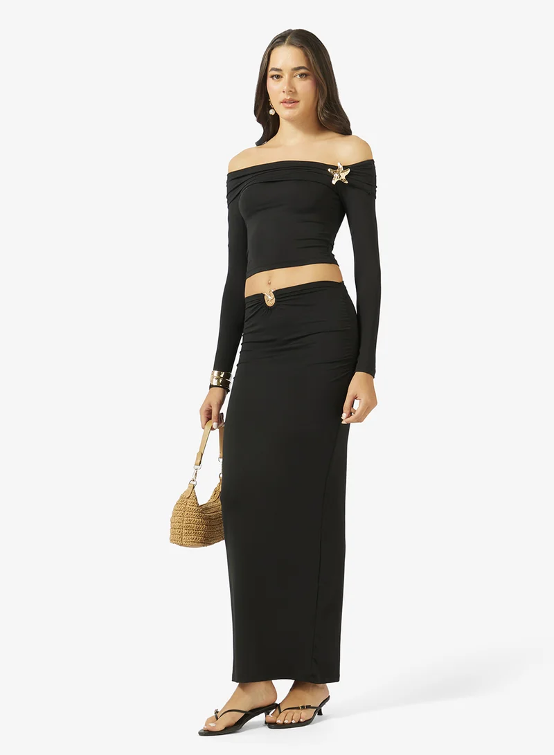 Ginger  Off Shoulder Ruched Top & Skirt Coord Set for Women | Best Price UAE