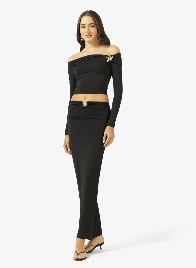 Ginger Off Shoulder Ruched Top & Skirt Coord Set