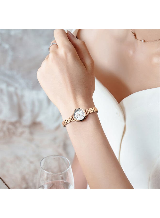 Julius Women's Watch With Vintage Chain Strap, Natural Mother-of Dial, Student Quartz Ladies Watch, Rose Gold Ja-865c - Image 2