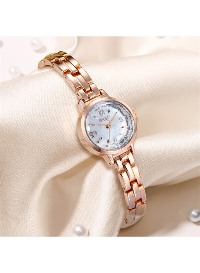 Julius Women's Watch With Vintage Chain Strap, Natural Mother-of Dial, Student Quartz Ladies Watch, Rose Gold Ja-865c - Image 4