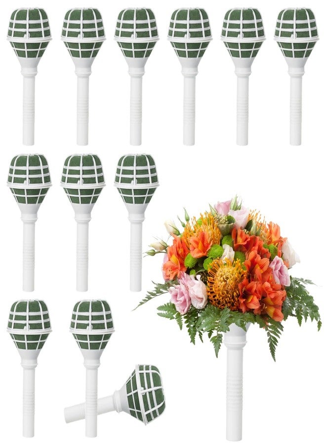 Homaisson 12 Pcs Flower Bouquet Holders, Wedding Bridal Bouquet Handle Holders, Round Foam Top, Lightweight Design, Ideal for Artificial Flowers, Floral Arrangements - Image 1