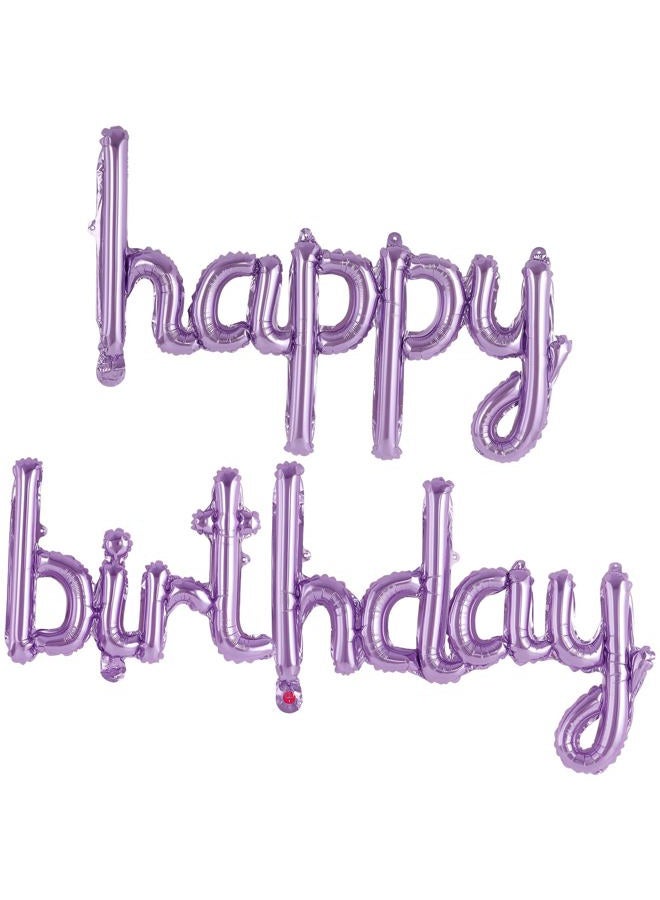TOTAFAM Happy Birthday Balloons Banner, Foil Letters Balloons, Personalized Name Signs for Women Men Boys Girls Birthday Party Decorations, Small (Light Purple)