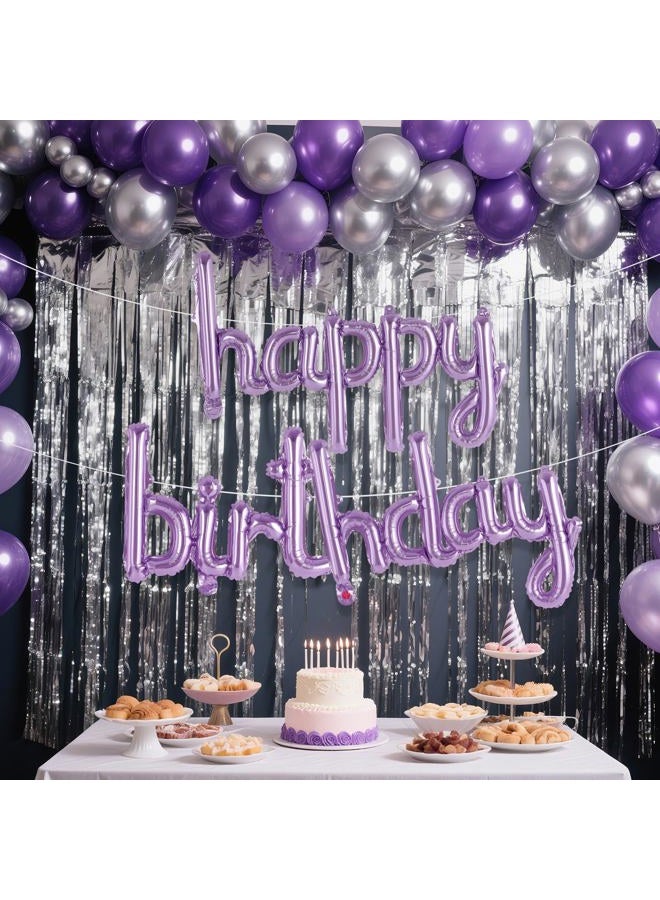 TOTAFAM Happy Birthday Balloons Banner, Foil Letters Balloons, Personalized Name Signs for Women Men Boys Girls Birthday Party Decorations, Small (Light Purple) - Image 2