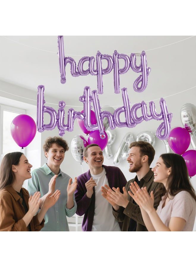 TOTAFAM Happy Birthday Balloons Banner, Foil Letters Balloons, Personalized Name Signs for Women Men Boys Girls Birthday Party Decorations, Small (Light Purple) - Image 5