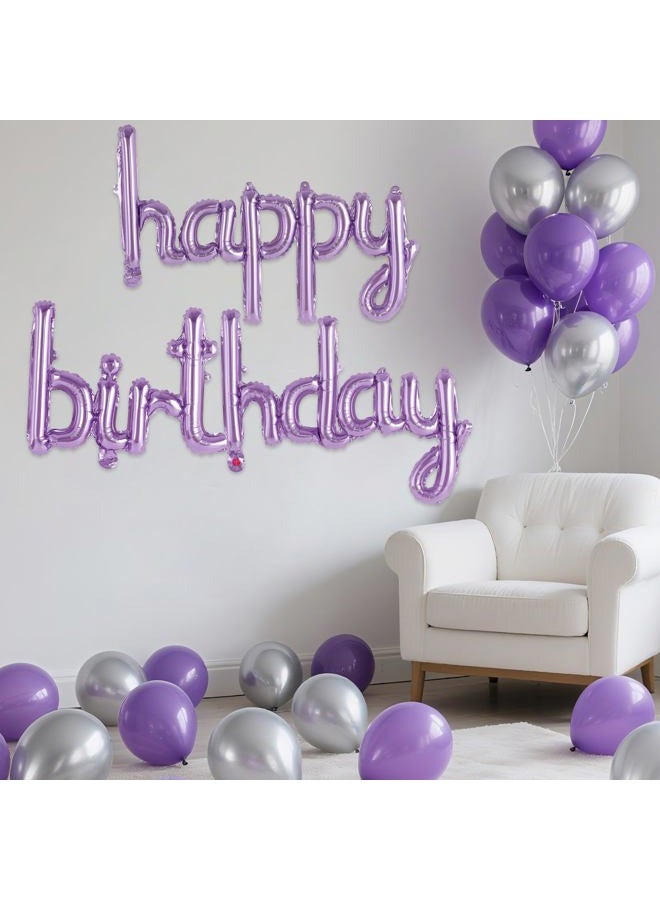 TOTAFAM Happy Birthday Balloons Banner, Foil Letters Balloons, Personalized Name Signs for Women Men Boys Girls Birthday Party Decorations, Small (Light Purple) - Image 3