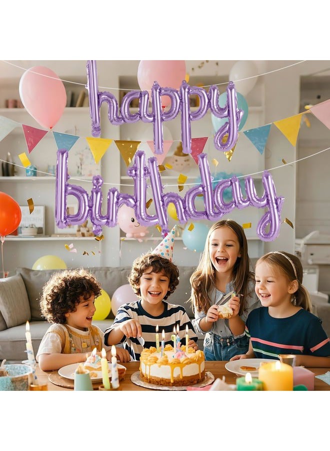 TOTAFAM Happy Birthday Balloons Banner, Foil Letters Balloons, Personalized Name Signs for Women Men Boys Girls Birthday Party Decorations, Small (Light Purple) - Image 4