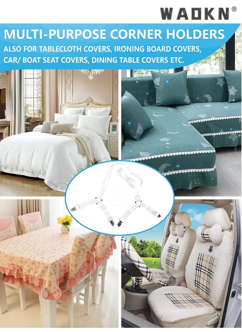WAOKN High Quality Multi-Function Sheet Clips Cross Sheet Fixing Straps Suitable for Bedding Sheet Clips and Sheet Fixing Elastic Band Sheet Suspender Fastener 2pcs/Set White  - Image 5