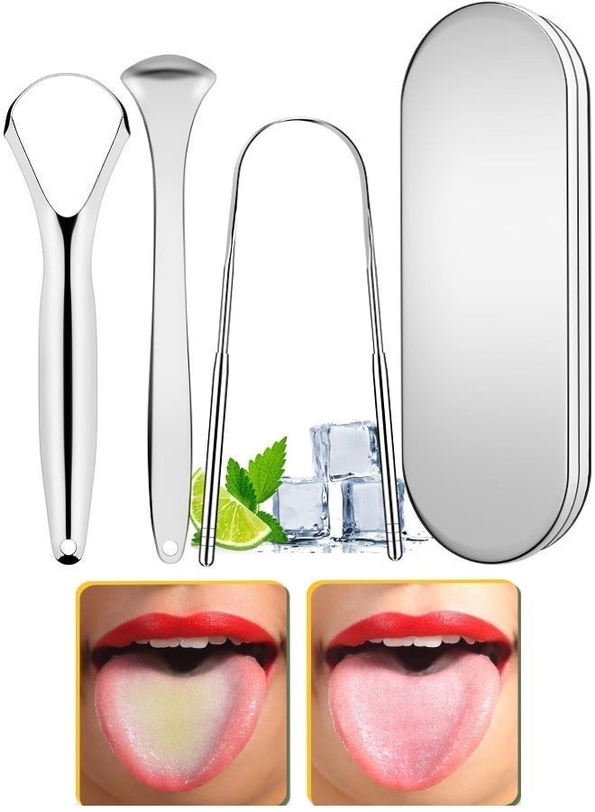 MUMO 4 Pack Stainless Steel Tongue Cleaning Scraper ，Tongue Scraper,Portable Reusable Tongue Scraper Tongue Cleaner for Oral Cleaning and Reducing Bad Breath - Image 4