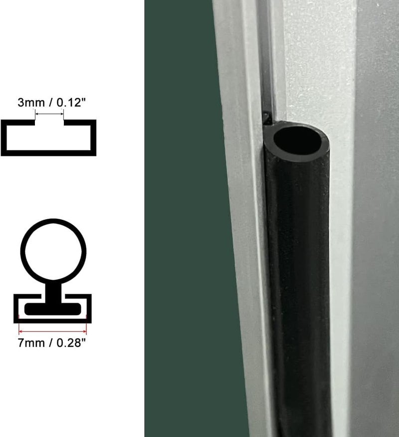 Boxonly شريط ختم الأبواب والنوافذ Boxonly 7mmx6mm أسود دائري من سبائك الألومنيوم طول 5M - Image 3