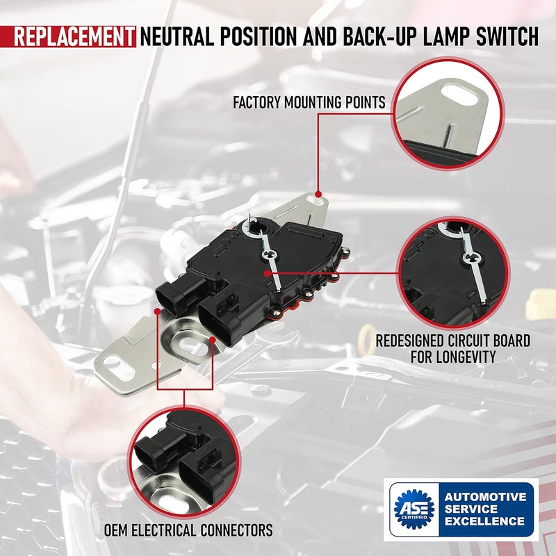 AA Ignition Replacement Neutral Position and Back-up Lamp Switch - Compatible with Cadillac, Chevy, GMC - Escalade, Astro, Silverado 3500, Sierra 1500, Envoy, Yukon, H2 - Replaces 352-3201, 24229422, D74410A - Image 4