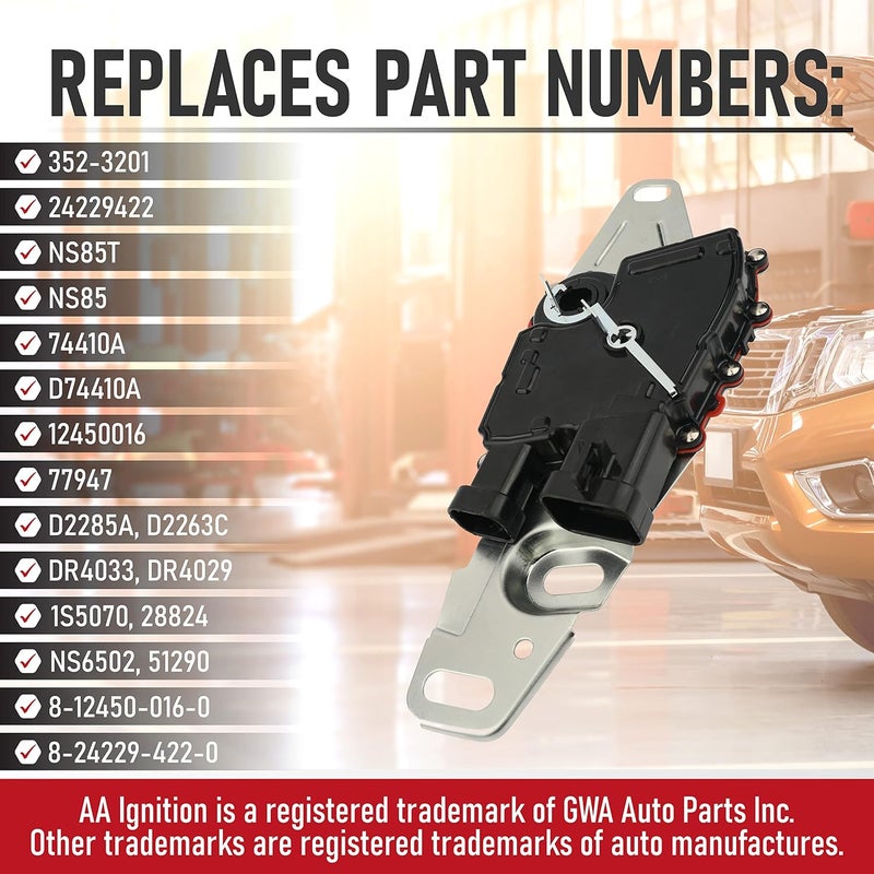 AA Ignition Replacement Neutral Position and Back-up Lamp Switch - Compatible with Cadillac, Chevy, GMC - Escalade, Astro, Silverado 3500, Sierra 1500, Envoy, Yukon, H2 - Replaces 352-3201, 24229422, D74410A - Image 3