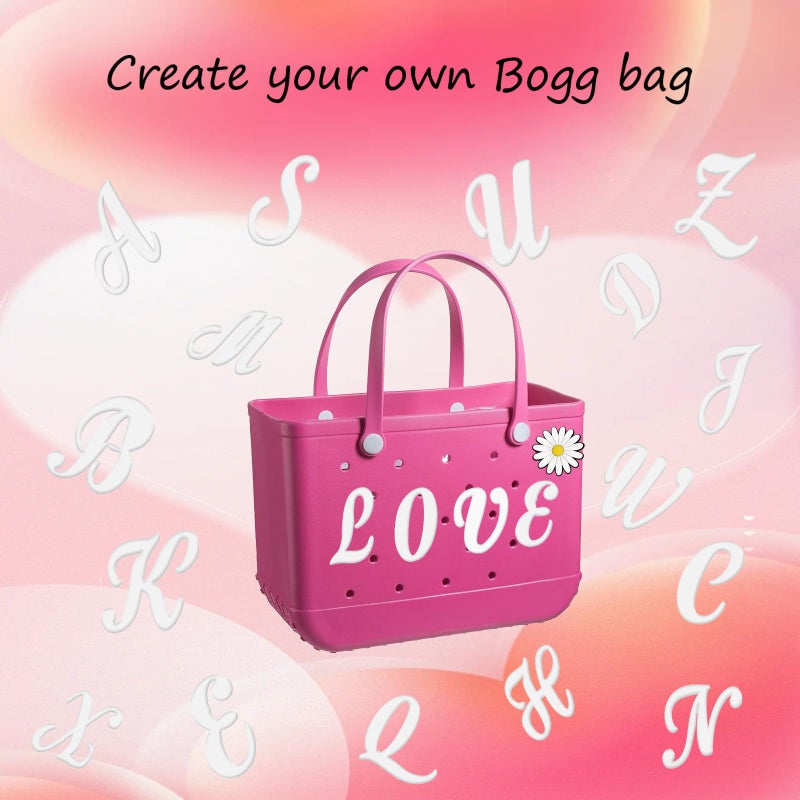 Hroatpk 2pcs Charms for Bogg Bag, Letter Charms Decorative Alphabet Lettering Accessories Insert Charms Compatible with Bogg Bag, Beach Bag, Rubber Tote Bag (Letter K+Flower) - Image 4