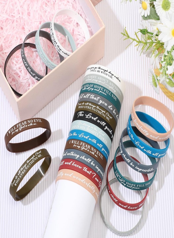 Ecation Bible Verses Bracelets Bulk Scripture Silicone Wristbands Inspirational Motivational Quote Rubber Wristbands Christian Bracelets for Easter Carnival Party Favors(Classic Color,24 Pcs) - Image 4