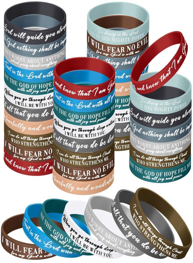 Ecation Bible Verses Bracelets Bulk Scripture Silicone Wristbands Inspirational Motivational Quote Rubber Wristbands Christian Bracelets for Easter Carnival Party Favors(Classic Color,24 Pcs) - Image 1