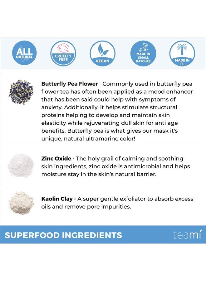 teami Beauty Facial Mask - Moisturizing Face Mask Skin Care - Anti Acne & Blackhead Remover with Butterfly Pea Flower & Kaolin Clay - Deep Cleansing Face Mask for Oily, Dry, or Sensitive Skin - Image 5