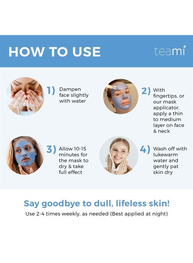 teami Beauty Facial Mask - Moisturizing Face Mask Skin Care - Anti Acne & Blackhead Remover with Butterfly Pea Flower & Kaolin Clay - Deep Cleansing Face Mask for Oily, Dry, or Sensitive Skin - Image 4