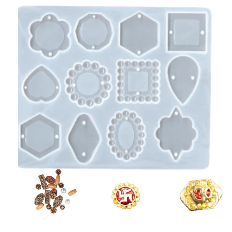 Snoogg Silicone 12 Cavities Latest Doted Rakhi Mold for Resin Art Casting with Relevant Embellishment - Image 1