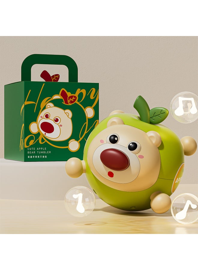 Internet Celebrant Children's Apple Tumbler Baby Toy Baby's Large Animal Bite Rattle Early Education Soothing Tumbler-Color:Apple Bear Tumbler-green  - Image 1
