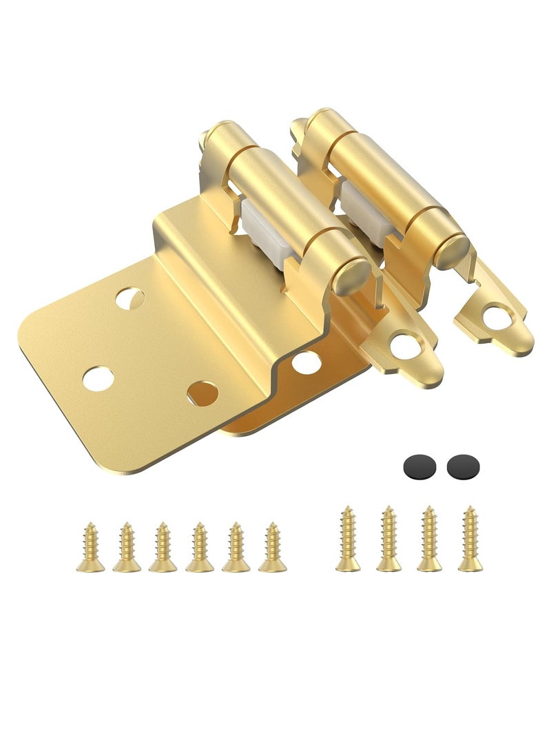 General - 3/8 Inch Inset Cabinet Hinges,1 Pairs Self Closing Flush Face Mount Hinges with Door Bumper, Variable Decorative Hardware for Bathroom, Furniture, Kitchen Cabinet Doors, Brass Gold - Image 1