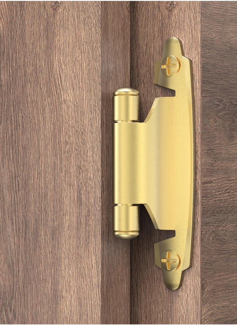 General - 3/8 Inch Inset Cabinet Hinges,1 Pairs Self Closing Flush Face Mount Hinges with Door Bumper, Variable Decorative Hardware for Bathroom, Furniture, Kitchen Cabinet Doors, Brass Gold - Image 1