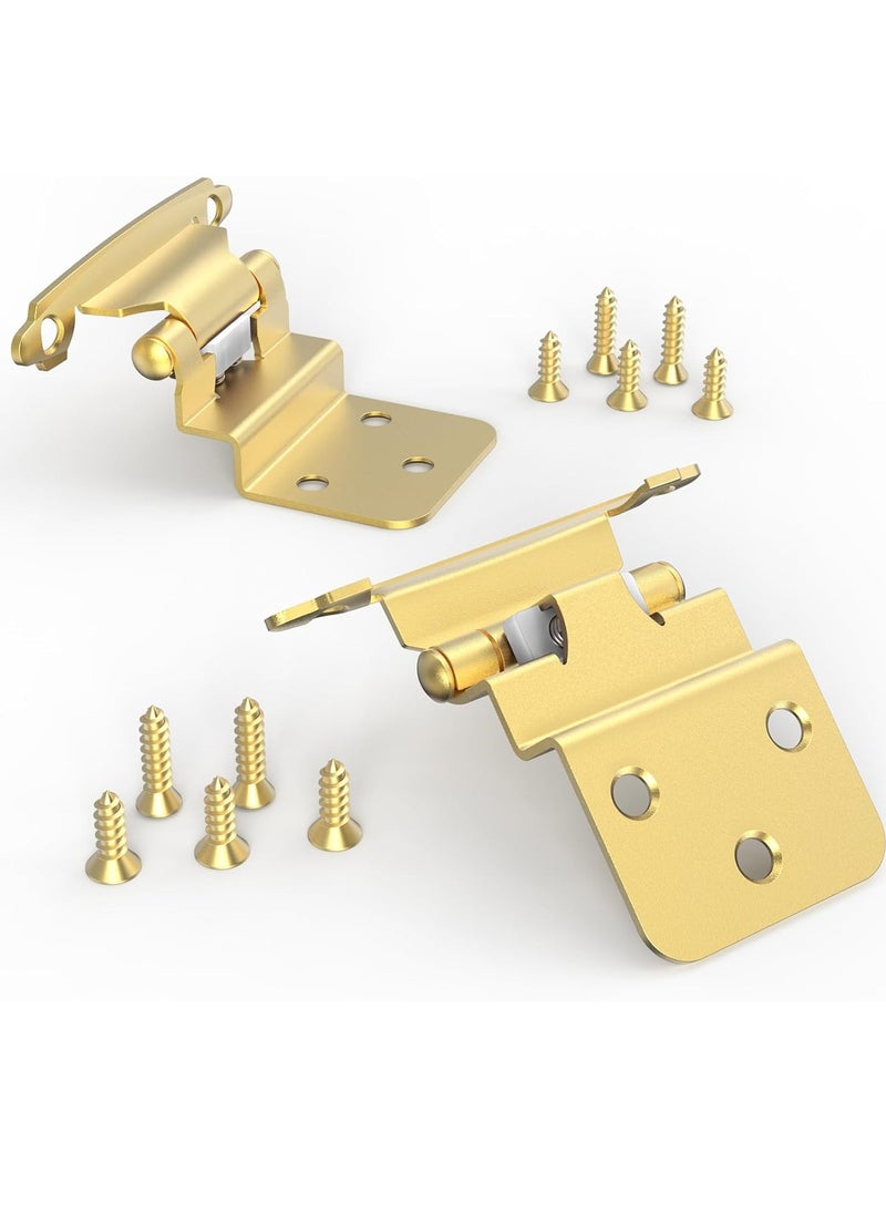 General - 3/8 Inch Inset Cabinet Hinges,1 Pairs Self Closing Flush Face Mount Hinges with Door Bumper, Variable Decorative Hardware for Bathroom, Furniture, Kitchen Cabinet Doors, Brass Gold - Image 1