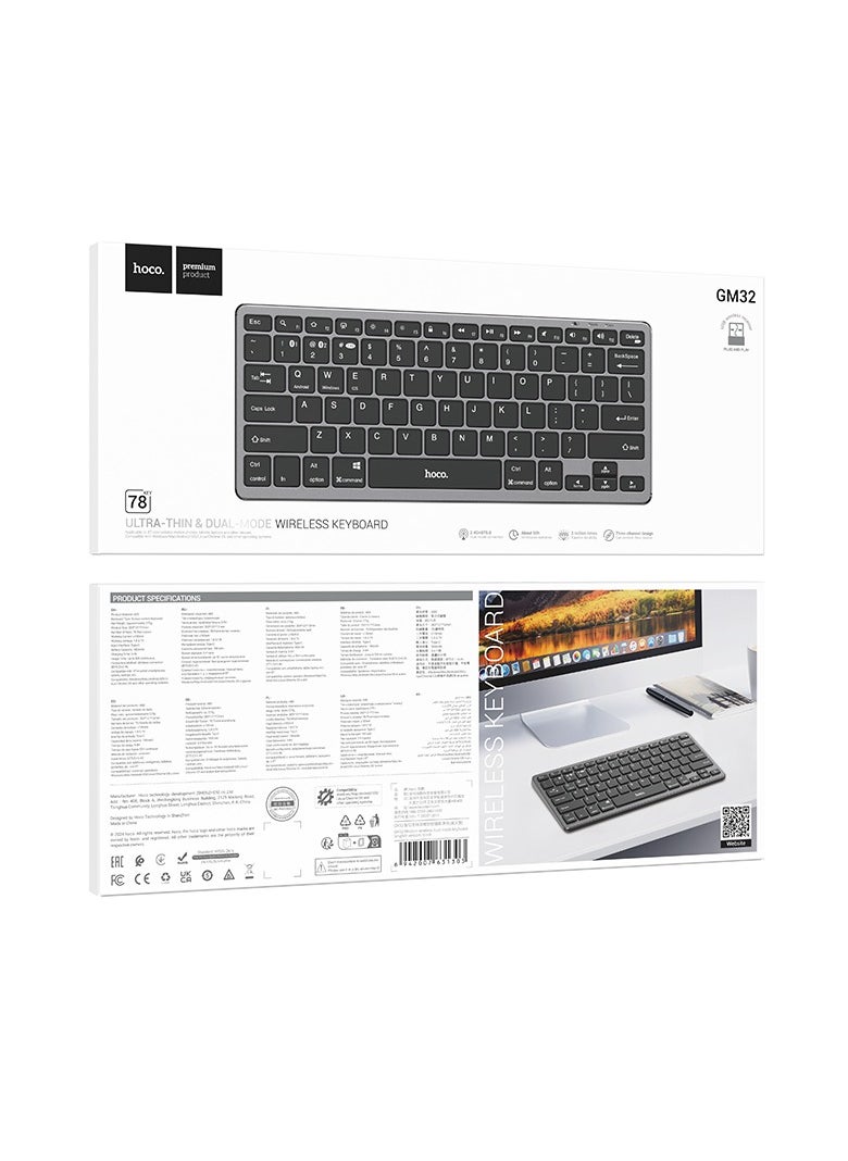 hoco. - hoco GM32 Wisdom Wireless Dual-Mode Keyboard (English Version) – 2.4G + Bluetooth 5.0, 50-Hour Usage, Compact Design - Image 1