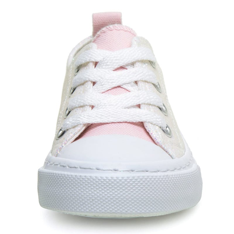 Toandon Girls Kids Sneakers Glitter Sequins Canvas Shoes Toddler Child Glitter Sparkle Low Top Lace Up Non Slip Lightweight Walking Outdoor Pink Size 10 - Image 3
