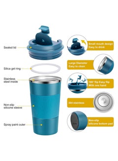 LA' PRECIOUS 510ml Travel Mug Reusable Insulated Coffee Cup Vacuum Insulation Stainless Steel Thermal Coffee Mug for Hot Cold Drinks  - Image 2
