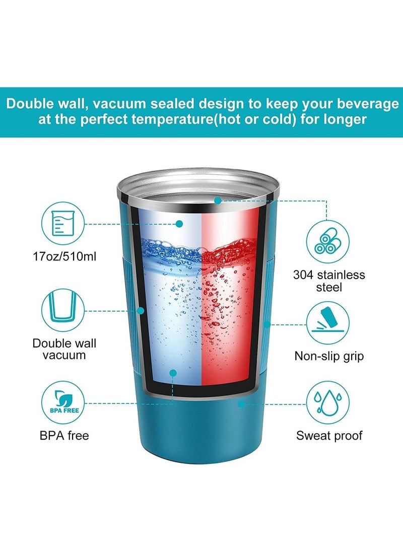 LA' PRECIOUS - 510ml Travel Mug Reusable Insulated Coffee Cup Vacuum Insulation Stainless Steel Thermal Coffee Mug for Hot Cold Drinks - Image 1