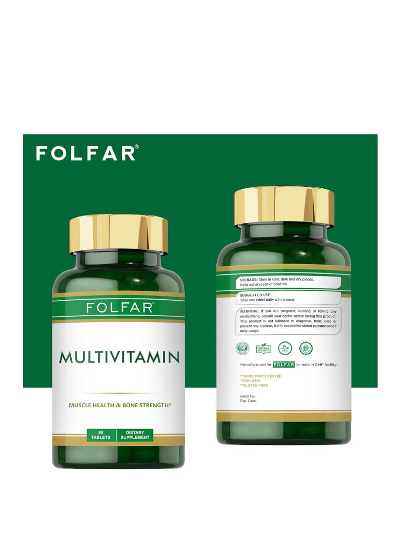 Folfar Multivitamin for Men and Women, Muscle Health and Bone Strength - 90 Tablets  - Image 3