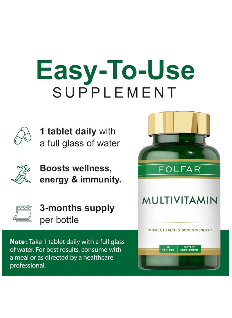 Folfar Multivitamin for Men and Women, Muscle Health and Bone Strength - 90 Tablets  - Image 5