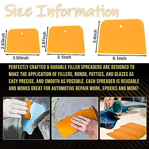 TINSKY Body Filler Spreaders, 27PCS 4, 5, & 6 Inch Automotive Body Fillers Hard Plastic Spreaders Auto Body Spreader for Applying Fillers, Putties, Glazes or Caulking Agents Car Body Maintenance - Image 5
