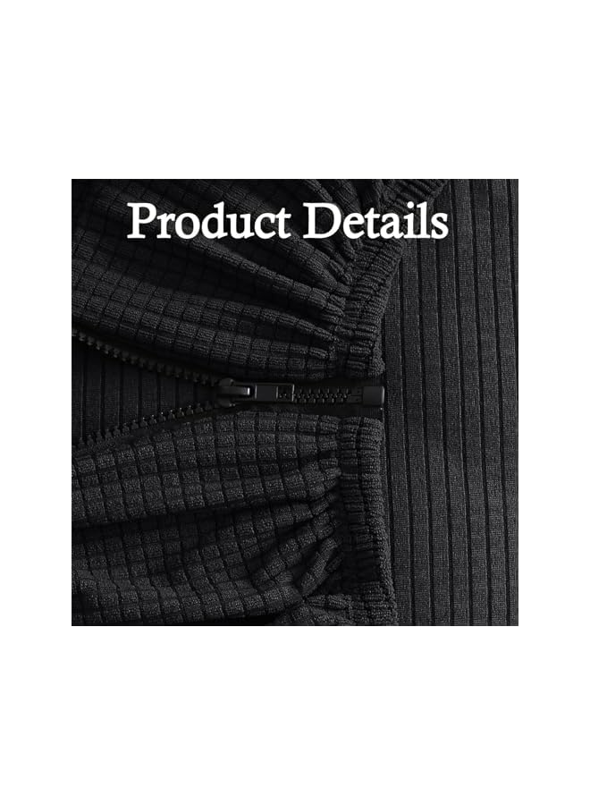 The Bros Office Chair Armrest Cover, 2PCS Black, Computer Chair Slipcover Arm Pad Covers Stretchable Water Resistant Spandex Stretch Jacquard for Desk Chairs Arm - Image 3