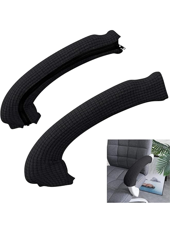 The Bros Office Chair Armrest Cover, 2PCS Black, Computer Chair Slipcover Arm Pad Covers Stretchable Water Resistant Spandex Stretch Jacquard for Desk Chairs Arm - Image 1